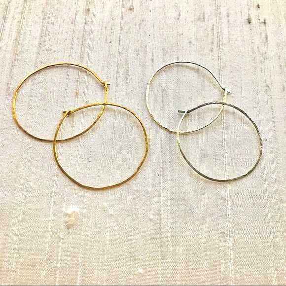 Sterling Silver Artisan Made Hoop Earrings - Picture 7 of 8